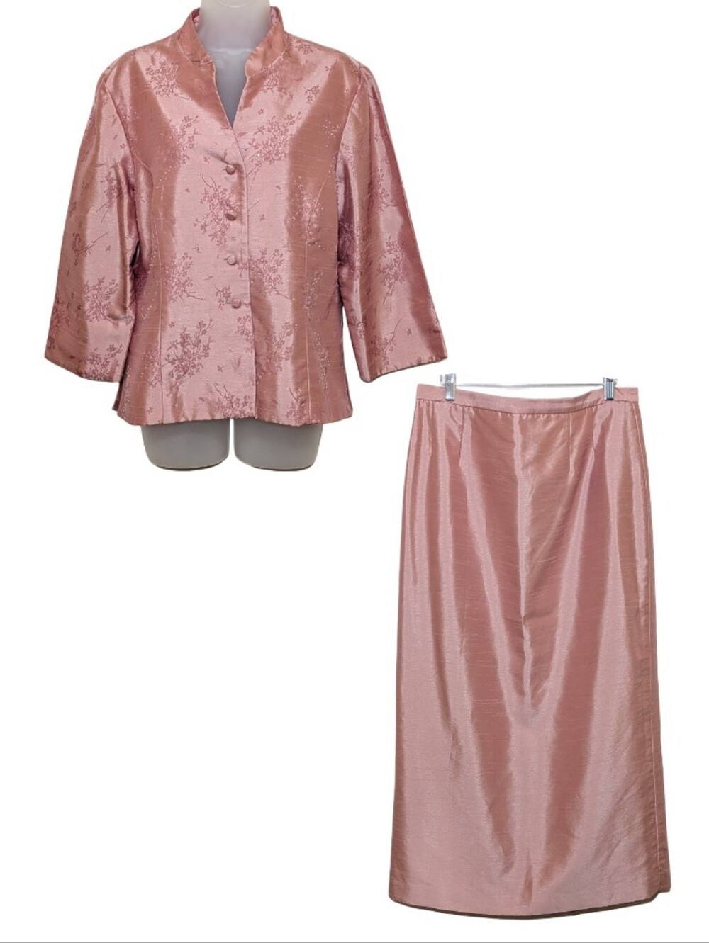 Jessica Howard Pink Satin Skirt Set | 2PC | Women's Elegant Two Piece Outfit |